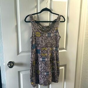 Grey & purple snake skin printed dress